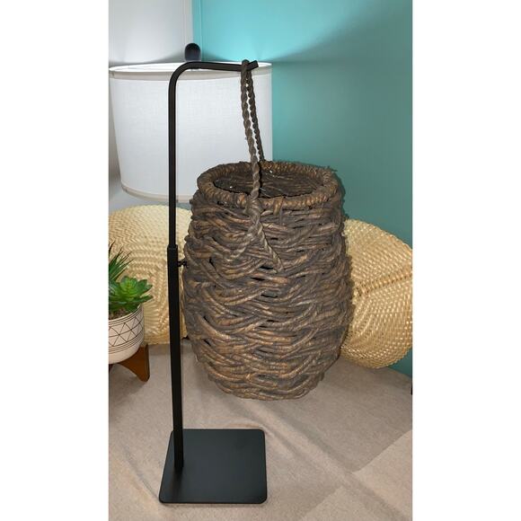 Hanging Large Braided Rustic Decor Basket Perfect for Boho Country Western Looks - Picture 4 of 7